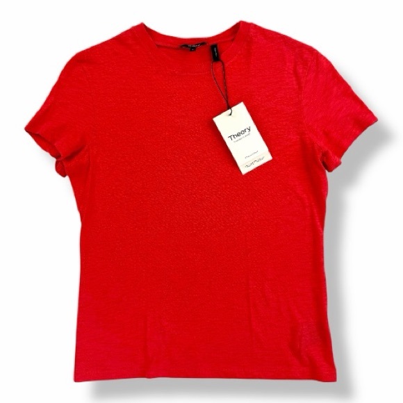 Theory Tops - THEORY Tiny Tee Short Sleeve Slub Crewneck in Poppy Red Size Medium (NWT)